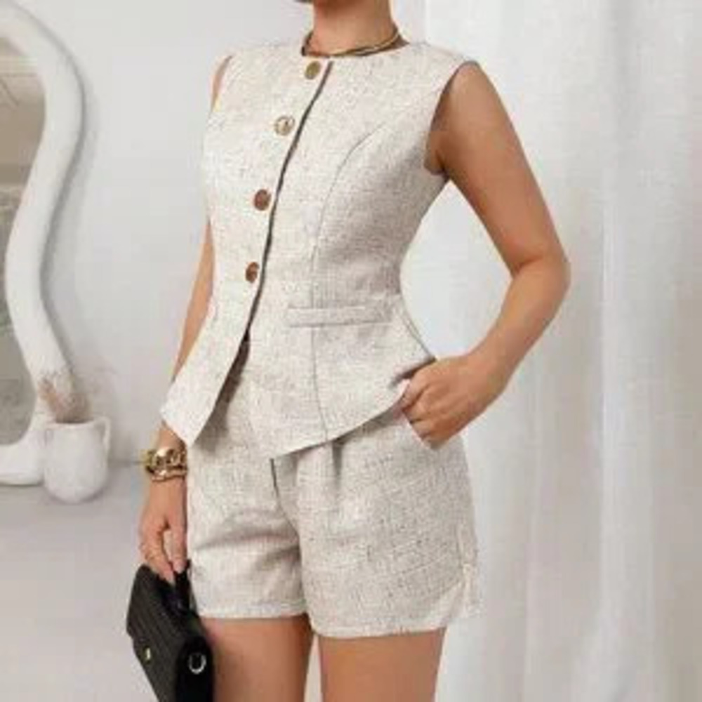 Multicolor Elegant Women's Two Piece Vest & Shorts